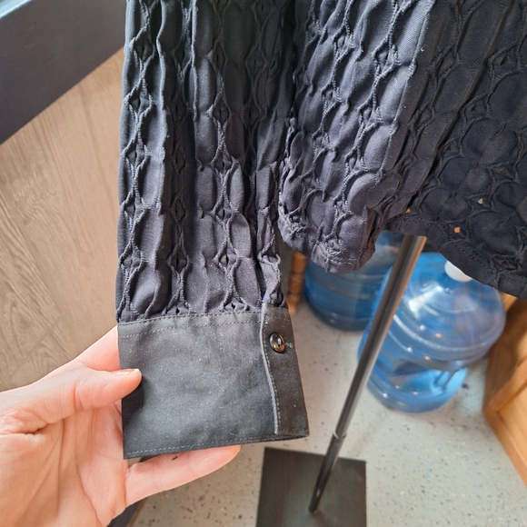 Naracamicie Black Stretch Eyelet Blouse, SIze Large12/14 - Picture 5 of 13